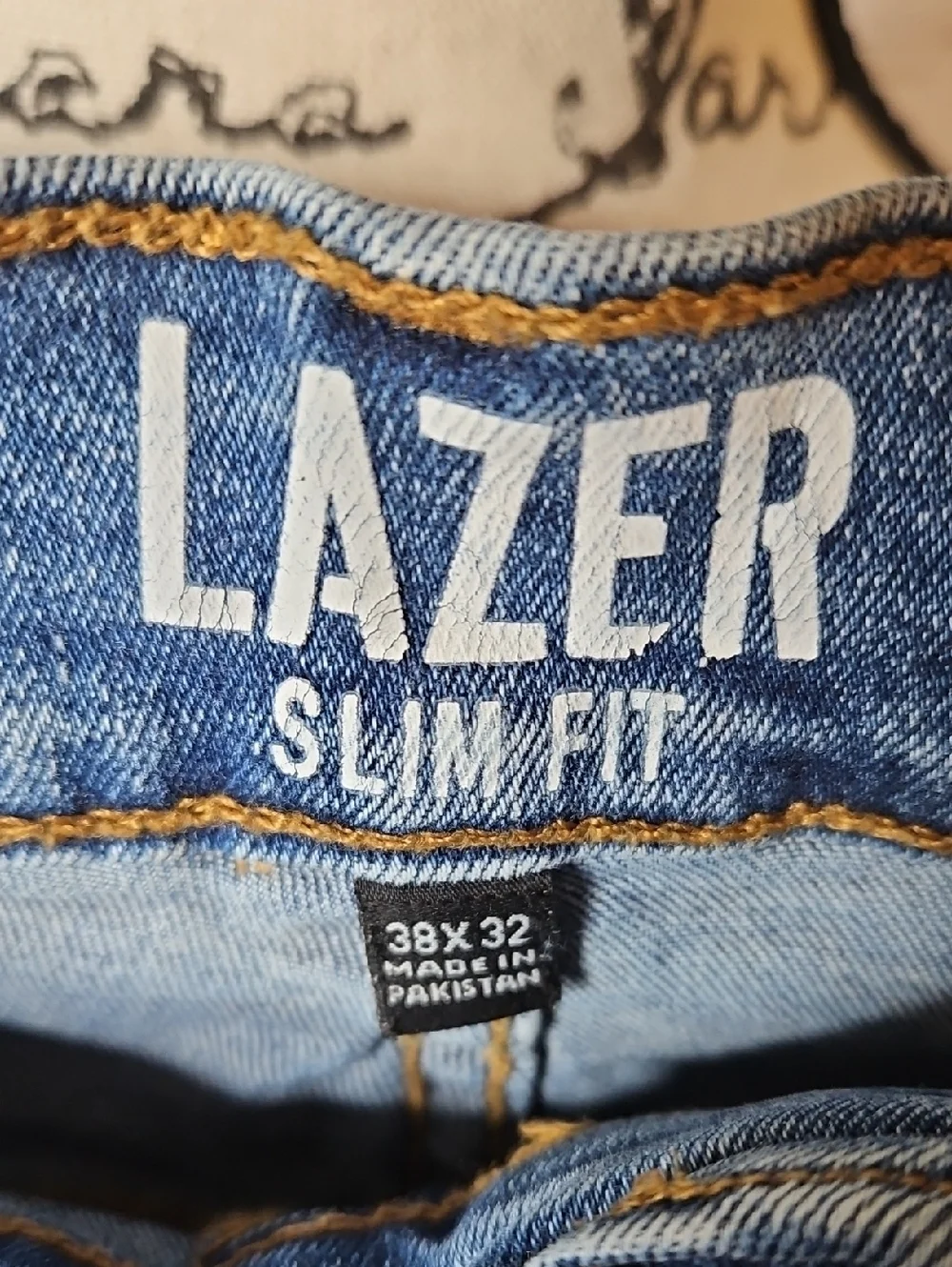 Lazer Slim Fit Straight Leg Medium Blue Wash Men's Jeans Size 38x32